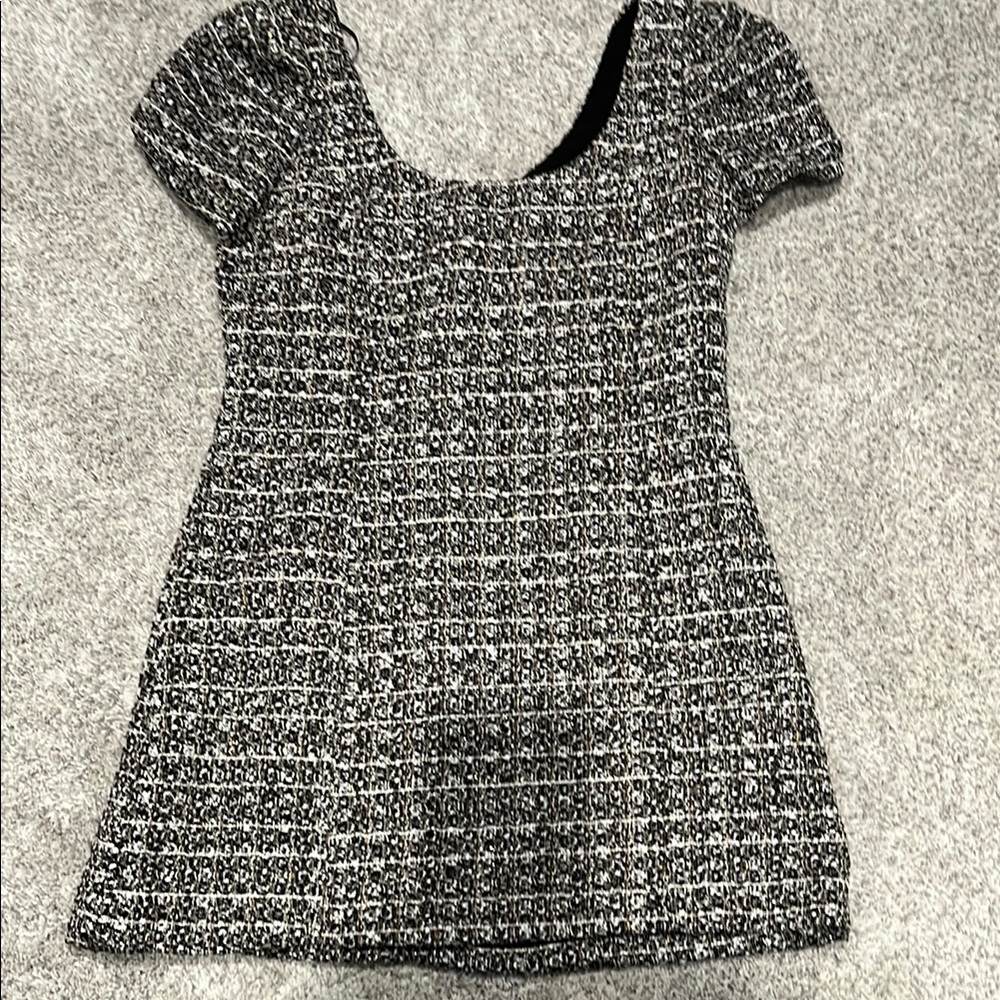 Chic Black and White Tweed Dress